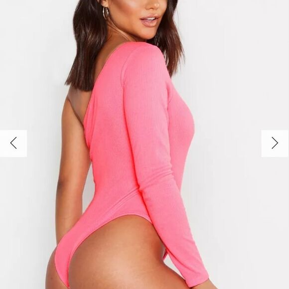 RIB NEON ONE SHOULDER BODYSUIT - Picture 1 of 8